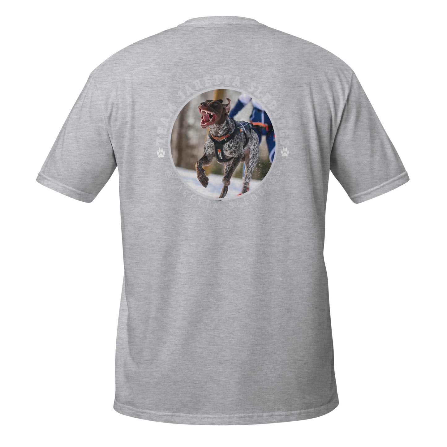 "Jaretta Sleddogs" unisex t-paita (selkäprinttaus)