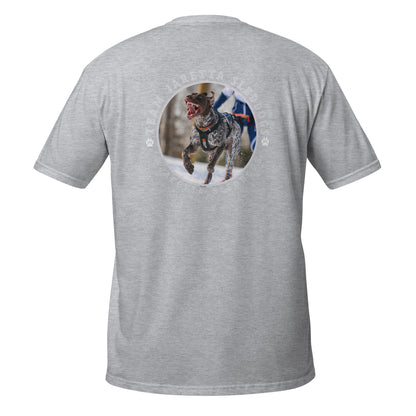 Unisex-T-Shirt „Jaretta Sleddogs“ (Vorder- und Rückseite bedruckt)