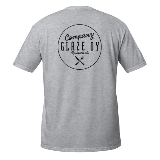 Unisex-T-Shirt „Company Glaze“ (schwarzes Logo, Rückendruck)