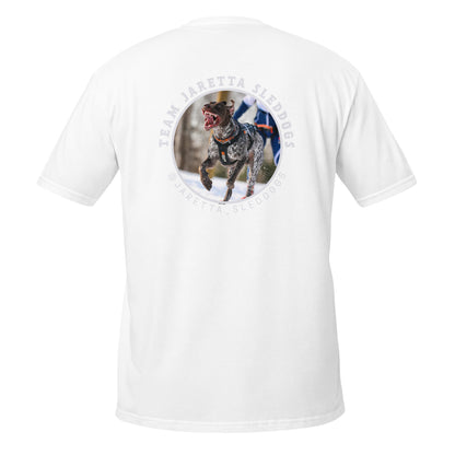 Unisex-T-Shirt „Jaretta Sleddogs“ (Vorder- und Rückseite bedruckt)