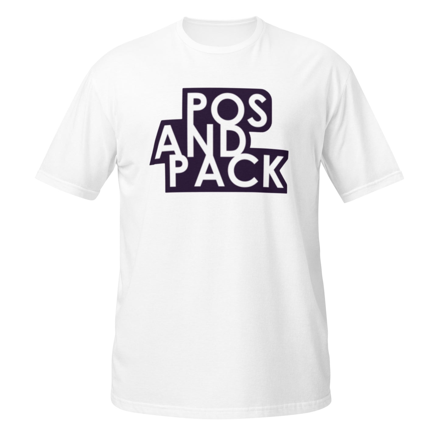 "POS AND PACK" unisex t-paita (musta logo)