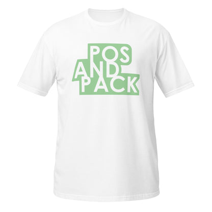 Unisex-T-Shirt „POS AND PACK“ (grünes Logo)