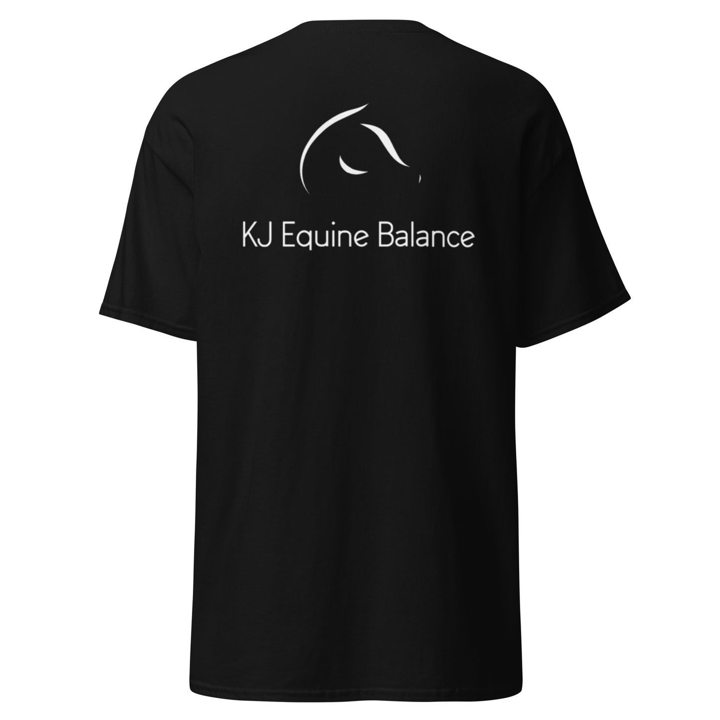 "KJ Equine" unisex t-paita (logo rinnassa + selässä)