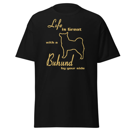 "Buhund" unisex t-paita (kullanvärinen logo)