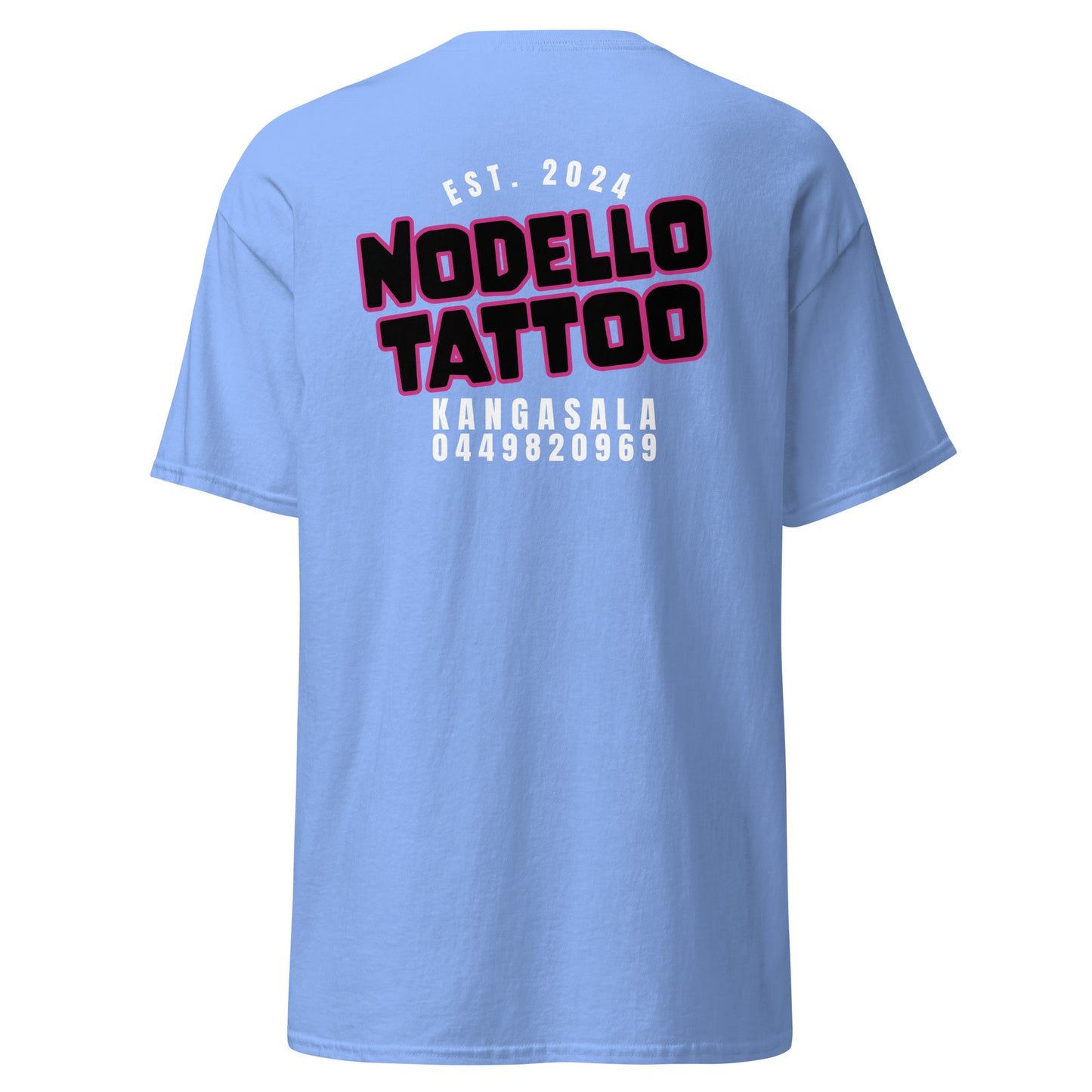 Unisex-T-Shirt „Nodello Tattoo“ (Logo auf der Rückseite)