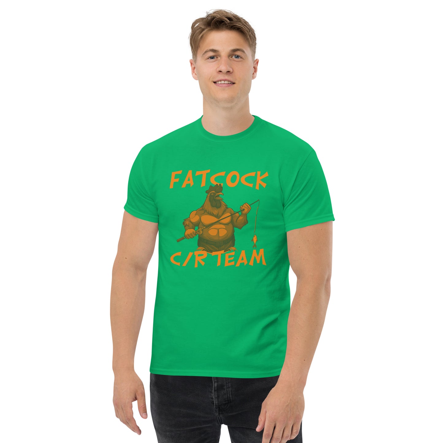 T-Shirt „Fatcock“, Jägerfarben (großes Logo auf der Vorderseite)