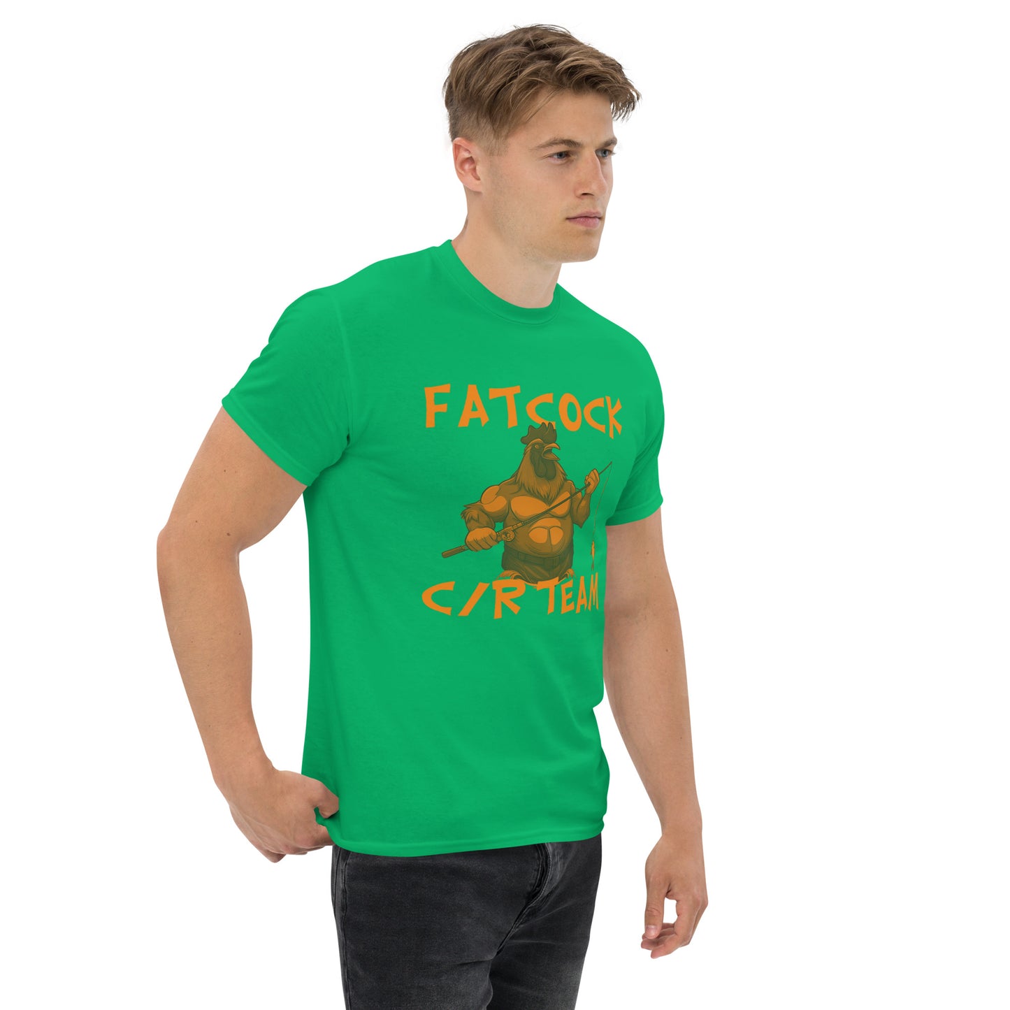 T-Shirt „Fatcock“, Jägerfarben (großes Logo auf der Vorderseite)