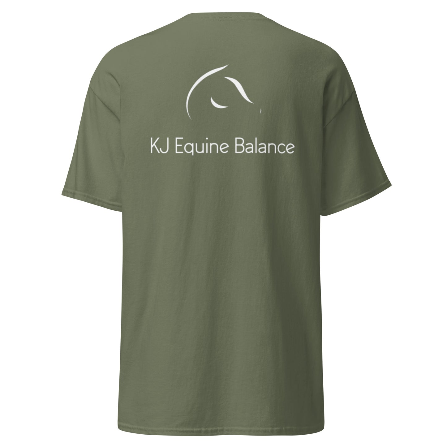 "KJ Equine" unisex t-paita (logo rinnassa + selässä)