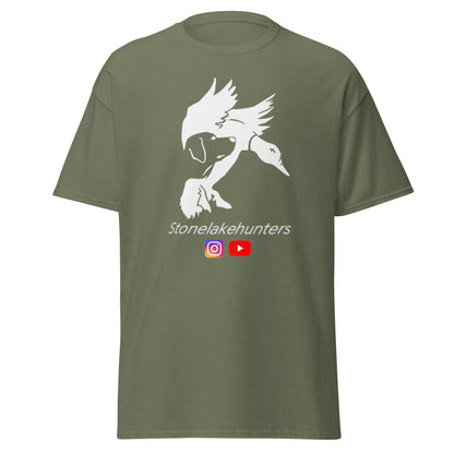 T-Shirt „Stonelake Hunters“, weißes Logo