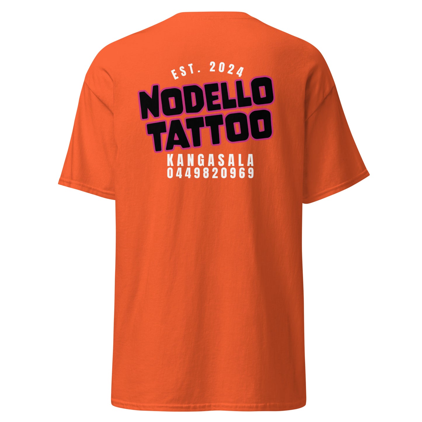 Unisex-T-Shirt „Nodello Tattoo“ (Logo auf der Rückseite)