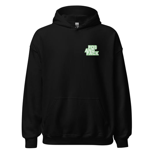 "POS AND PACK" unisex hoodie (green logo)