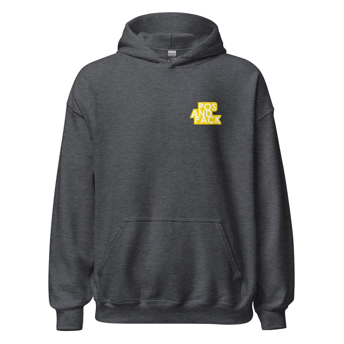 "POS AND PACK" unisex hoodie (yellow logo)