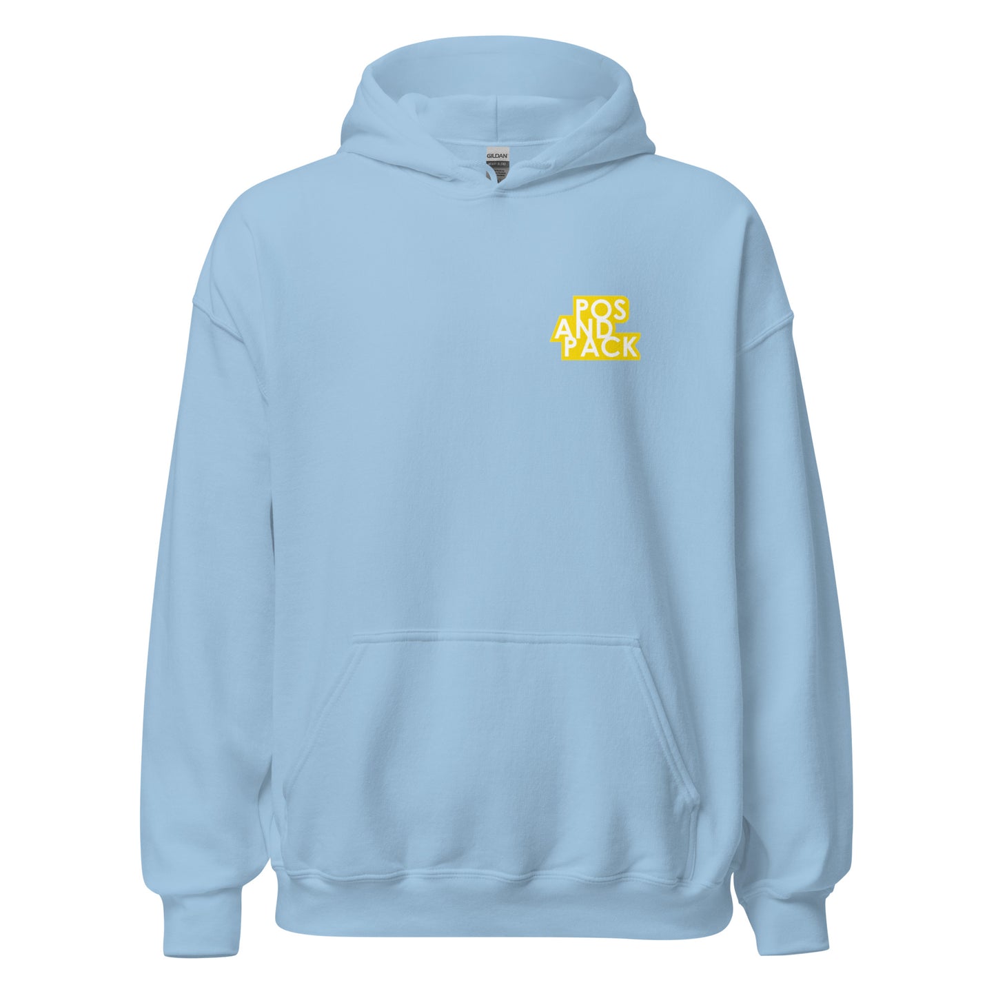 "POS AND PACK" unisex hoodie (yellow logo)