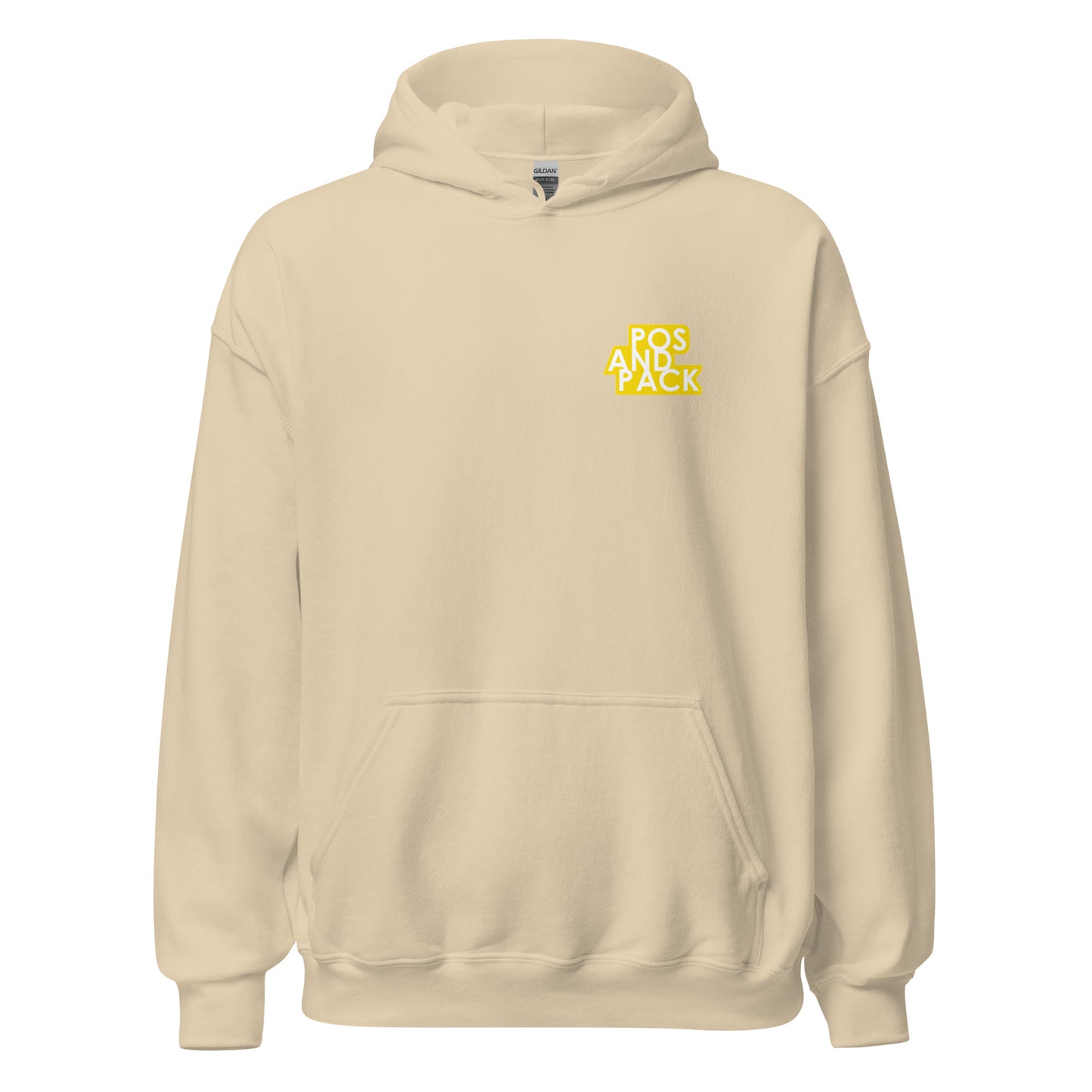 "POS AND PACK" unisex hoodie (yellow logo)