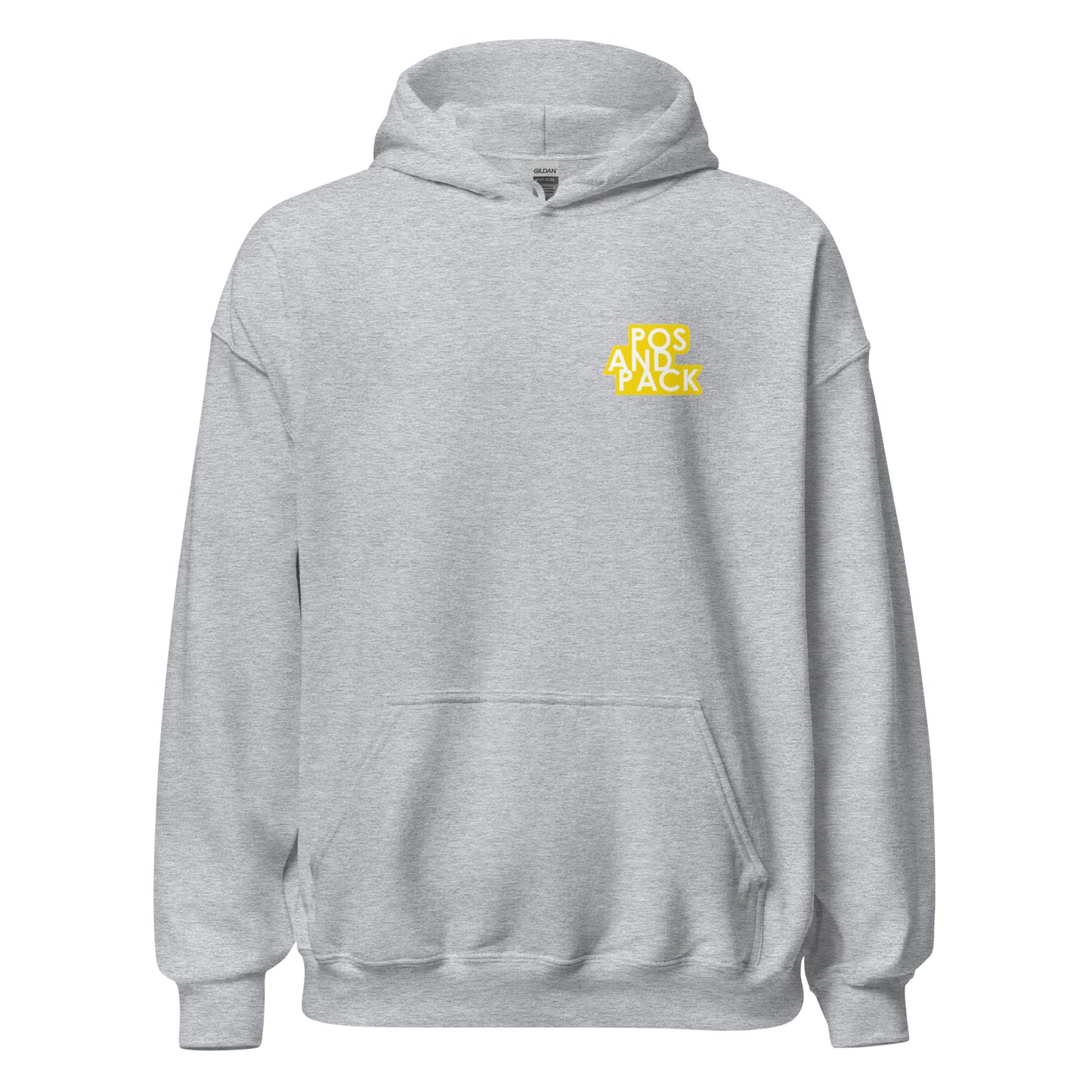 "POS AND PACK" unisex hoodie (yellow logo)