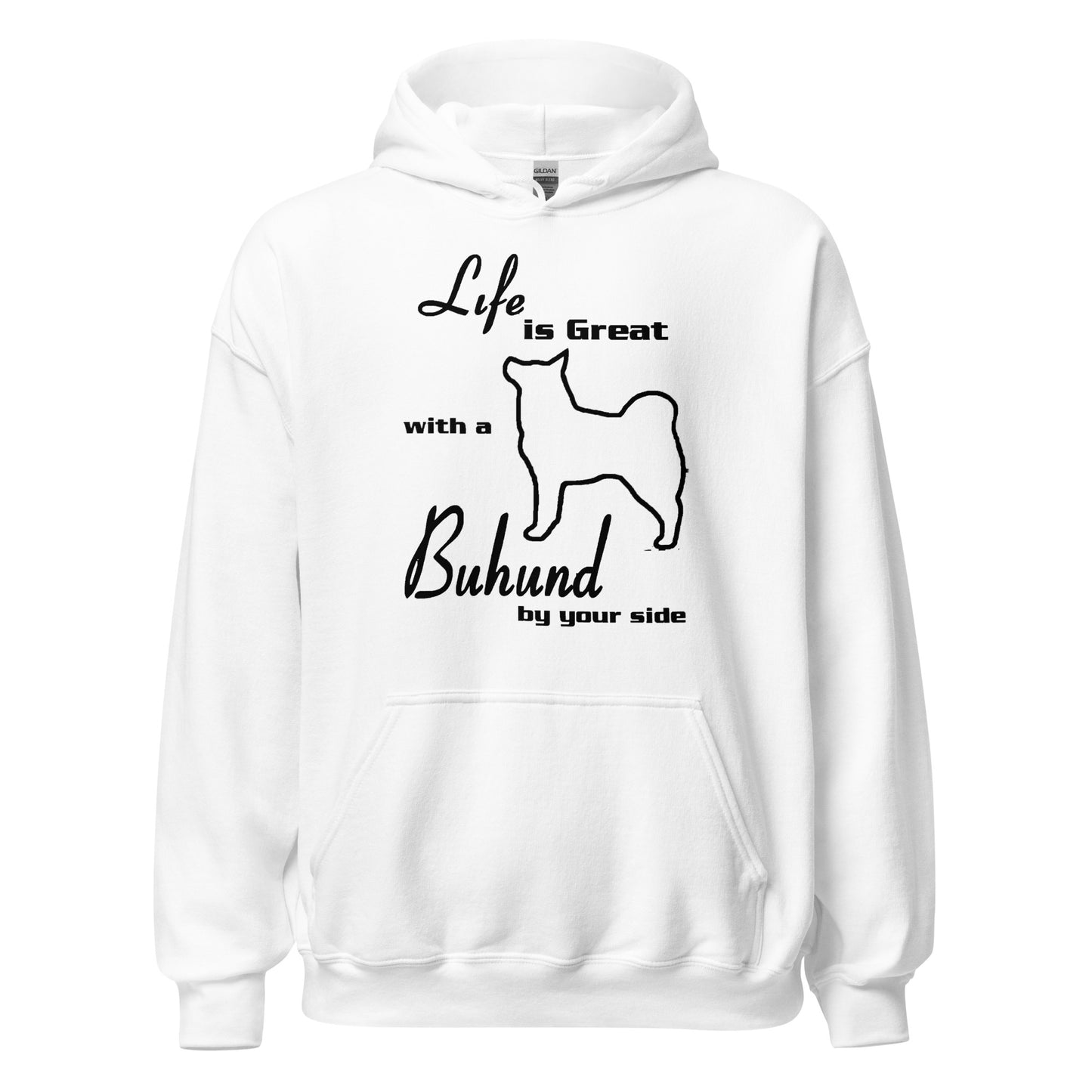 "Buhund" unisex huppari (musta logo)