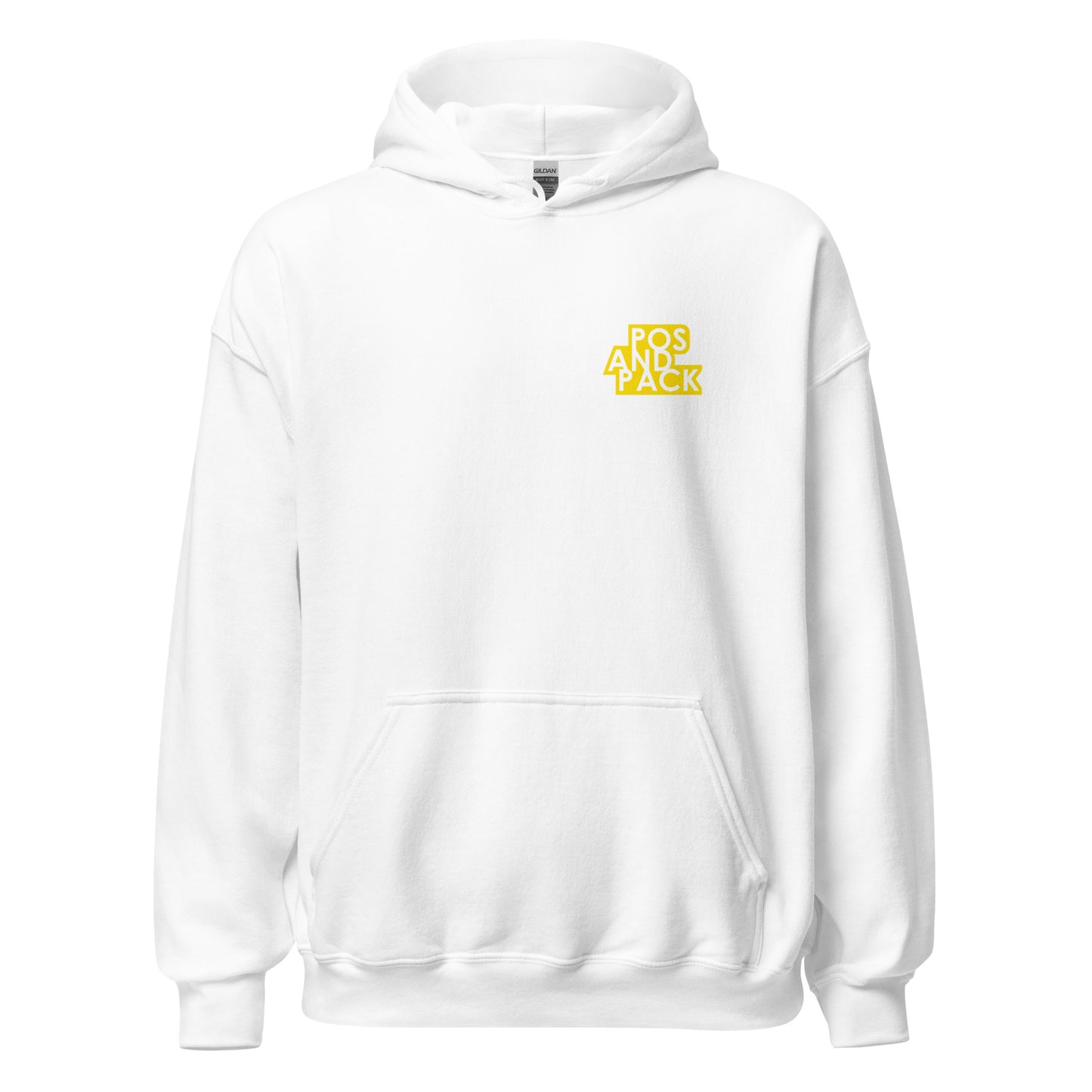 "POS AND PACK" unisex hoodie (yellow logo)