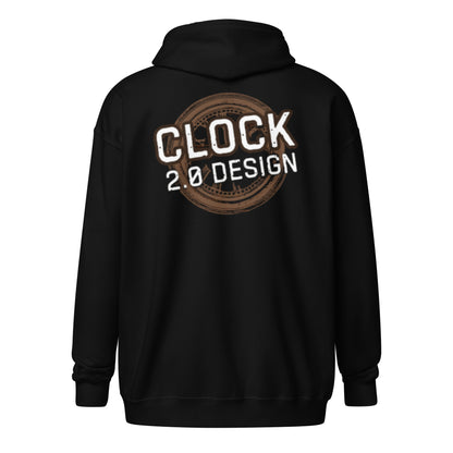 "Clock 2.0 Design" huppari vetoketjulla (logo rinnassa ja selässä)