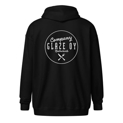 „Company Glaze“ Unisex-Hoodie mit Reißverschluss (weißes Logo)