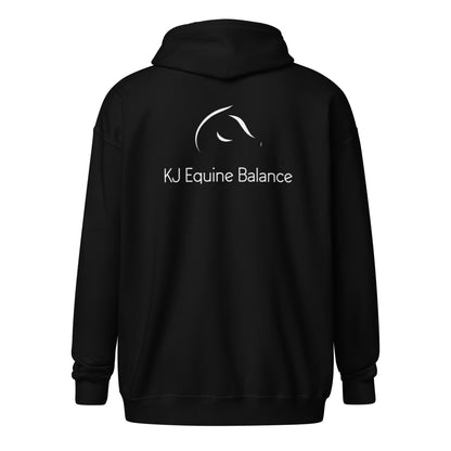 "KJ Equine" hoodie with zipper (chest + back print)