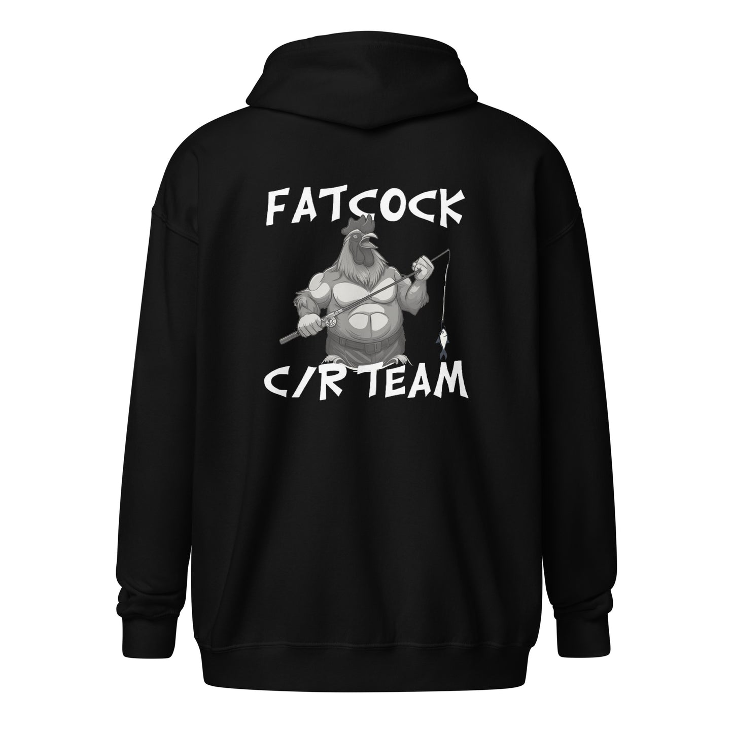 „Fatcock“ Kapuzenpullover mit Reißverschluss (Logo auf Brust und Rücken)