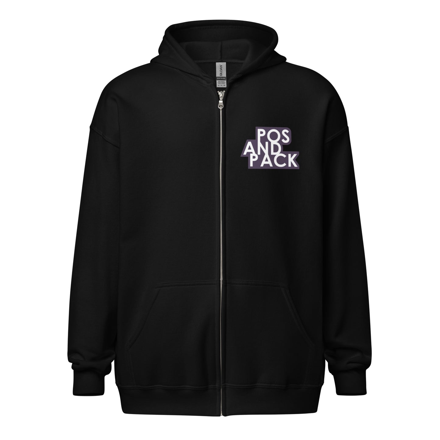 "POS AND PACK" hoodie with zipper (black logo)