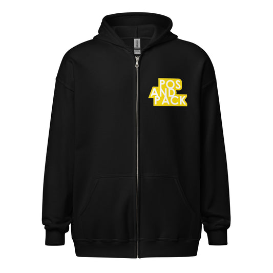 "POS AND PACK" hoodie with zipper (yellow logo)