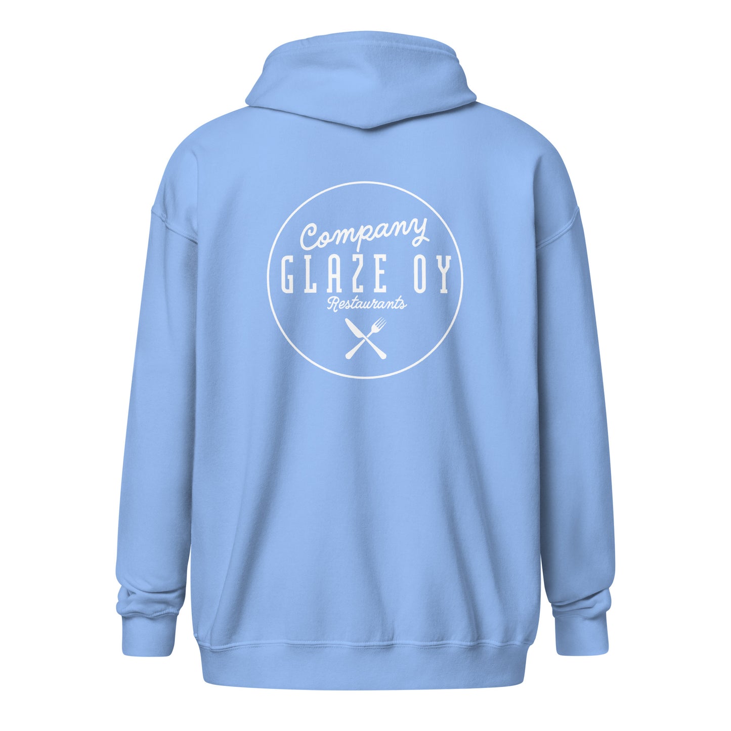 „Company Glaze“ Unisex-Hoodie mit Reißverschluss (weißes Logo)