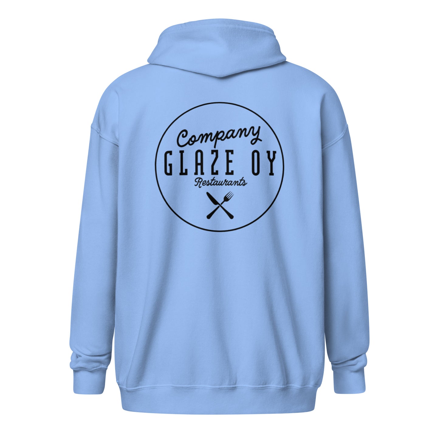 „Company Glaze“ Unisex Kapuzenpullover mit Reißverschluss (schwarzes Logo)