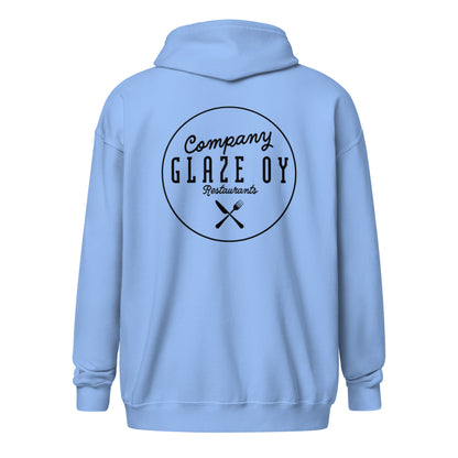 „Company Glaze“ Unisex Kapuzenpullover mit Reißverschluss (schwarzes Logo)