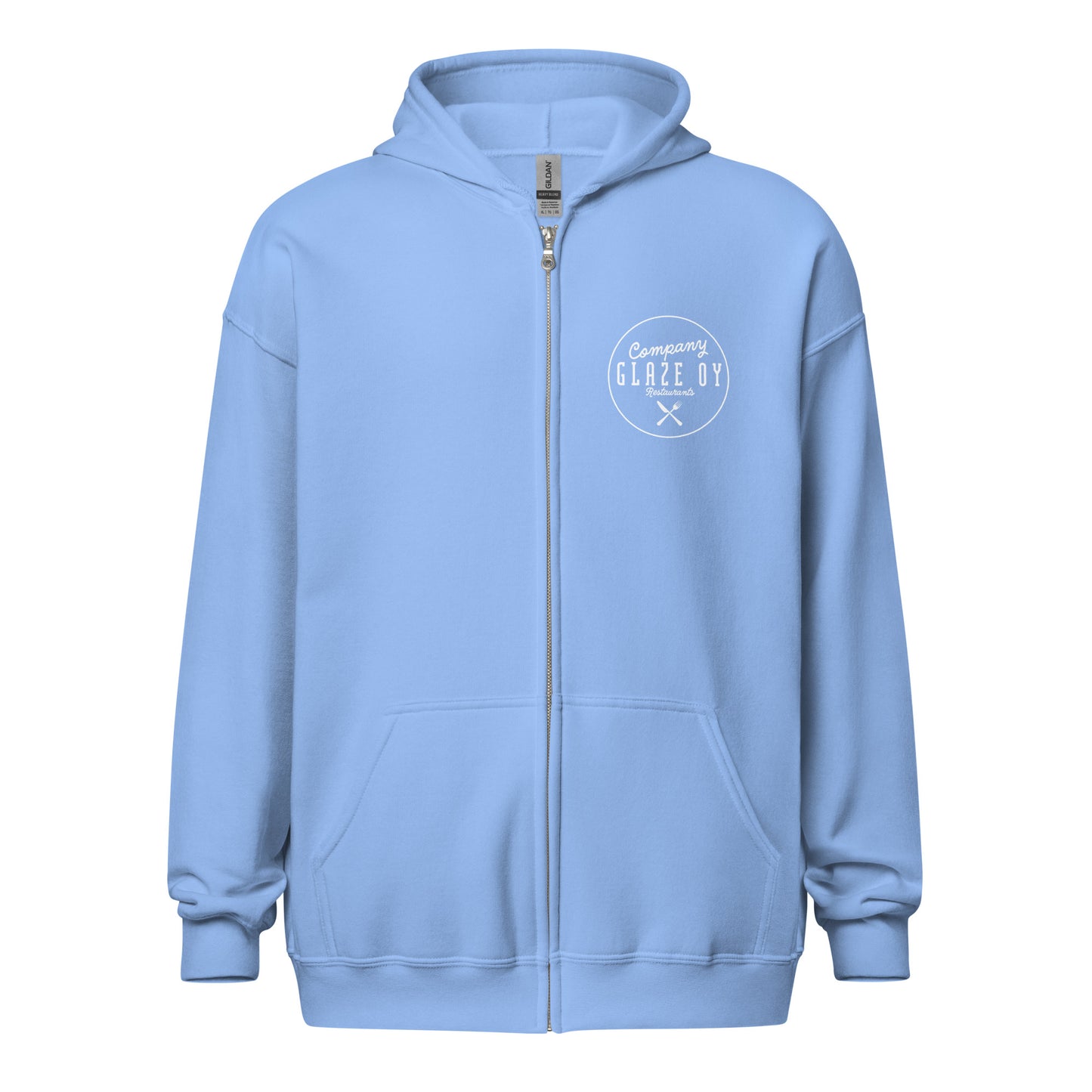 „Company Glaze“ Unisex-Hoodie mit Reißverschluss (weißes Logo)