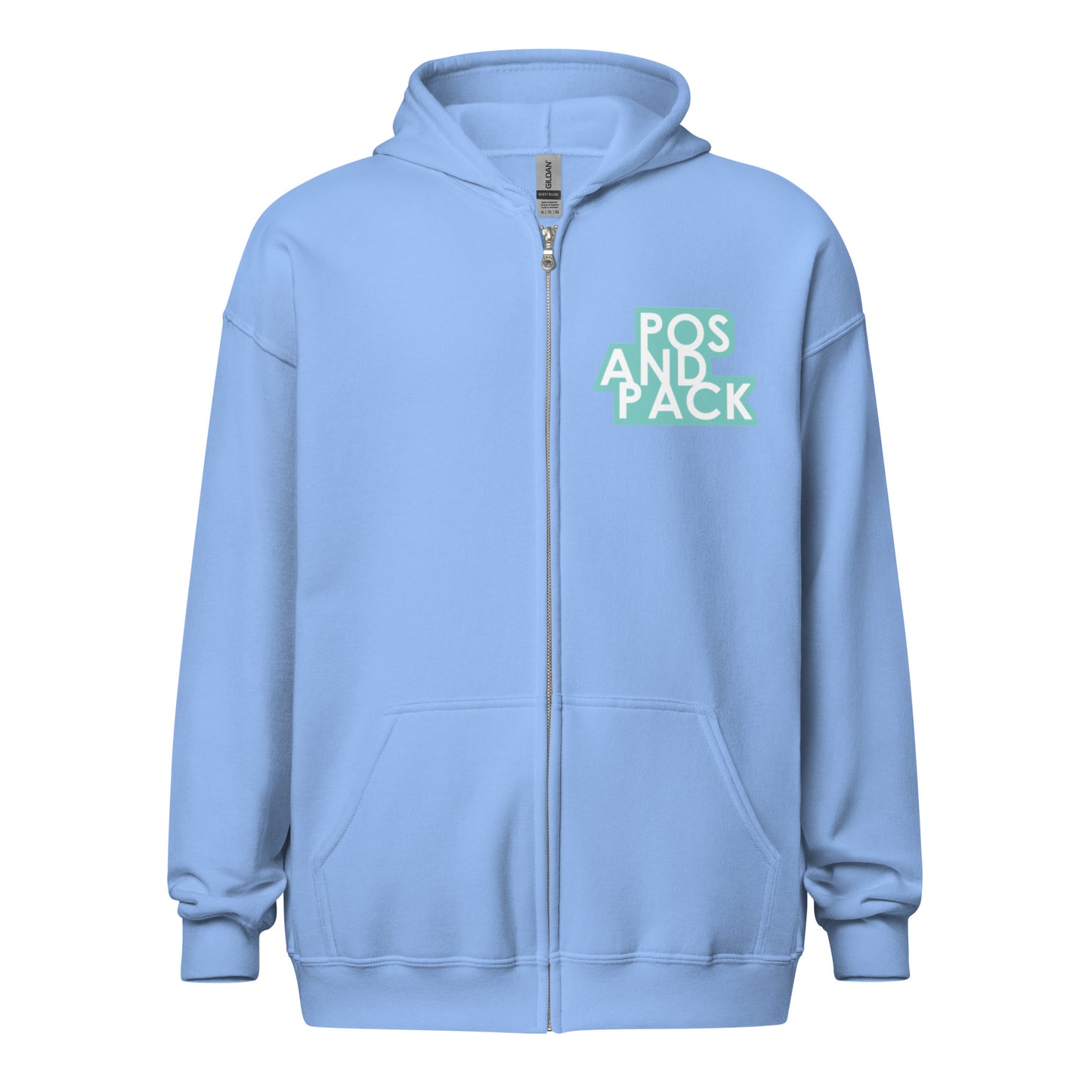 „POS AND PACK“ Kapuzenpullover mit Reißverschluss (Mint-Logo)