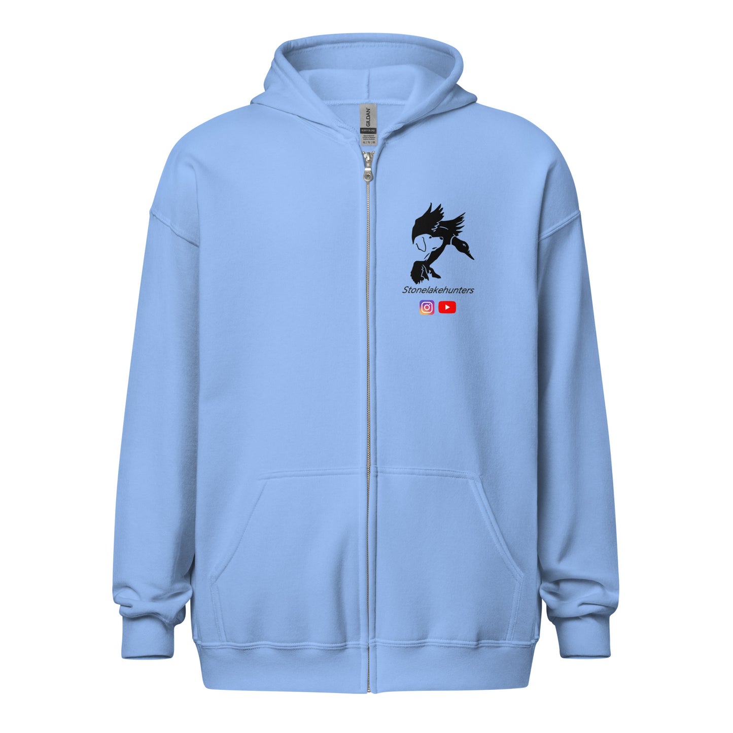 „Stonelake Hunters“ Kapuzenpullover mit Reißverschluss, schwarzes Logo (Bild auf der Brust)