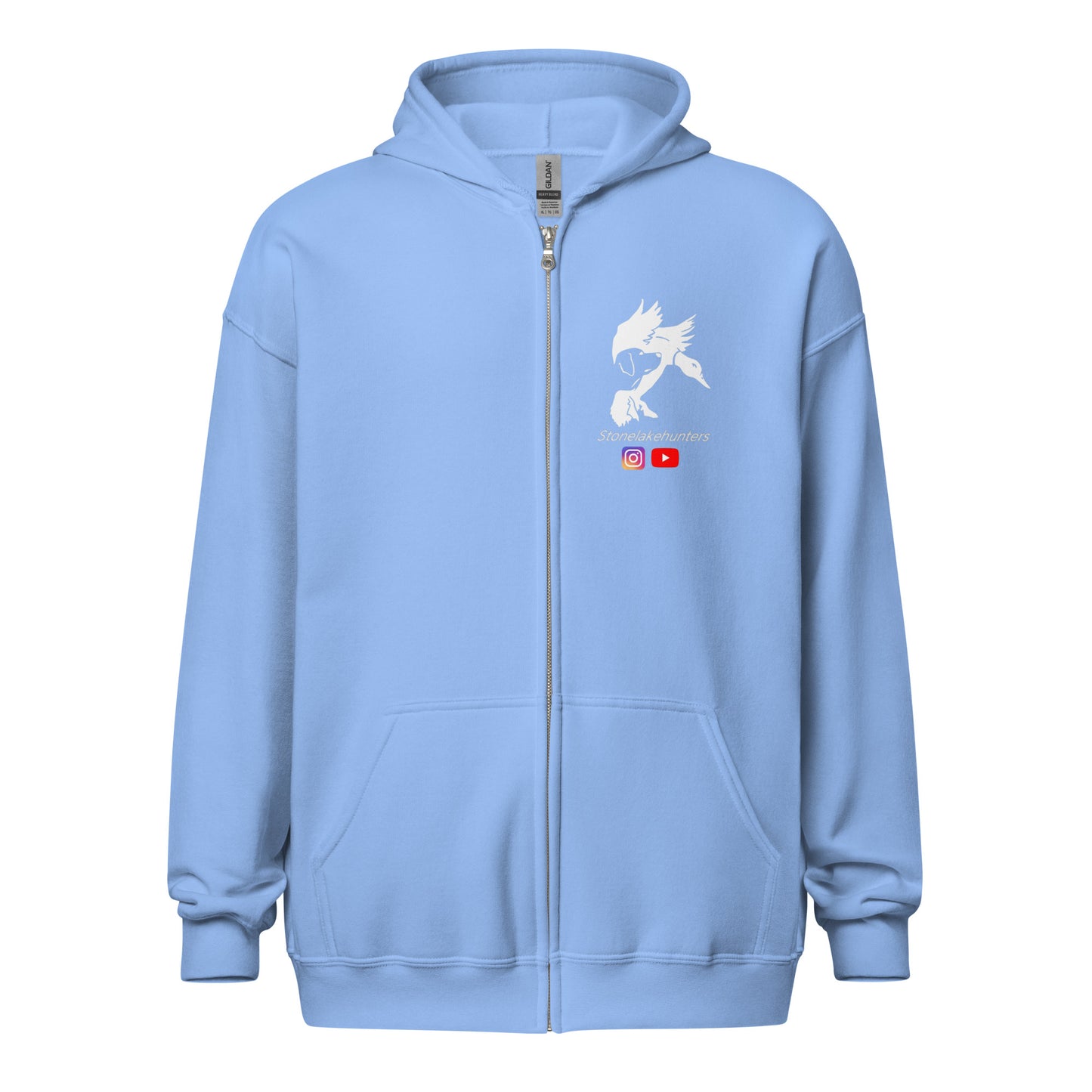 "Stonelake Hunters" Zip Up Hoodie, White Logo (Chest + Back)