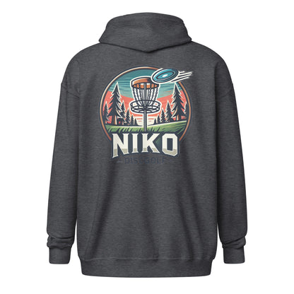 "Niko Discgolf" huppari vetoketjulla (logo rinnassa ja selässä)