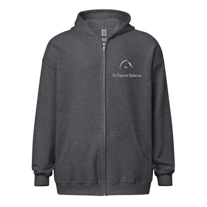 "KJ Equine" hoodie with zipper (chest + back print)