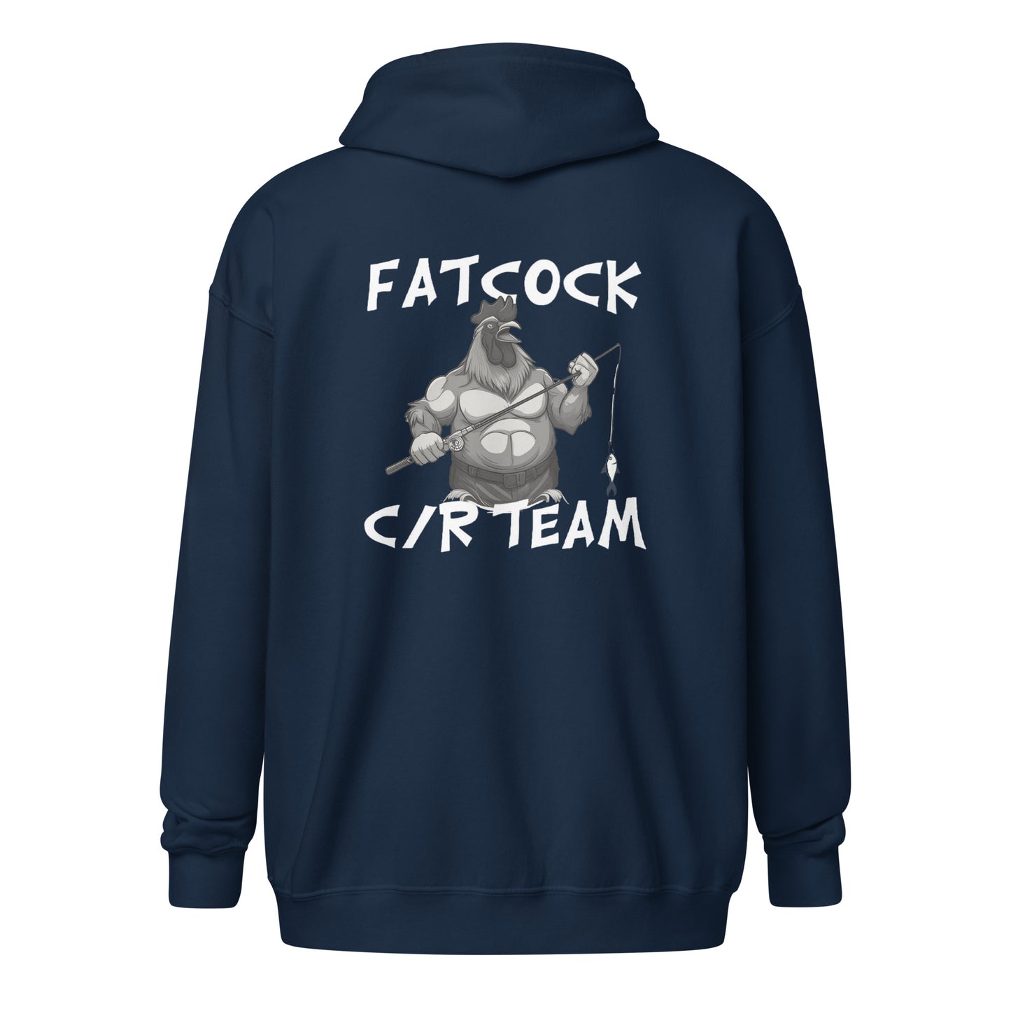 „Fatcock“ Kapuzenpullover mit Reißverschluss (Logo auf Brust und Rücken)