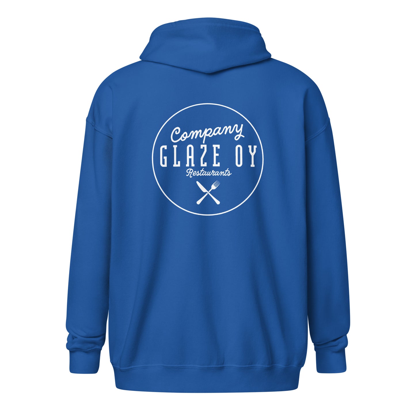 „Company Glaze“ Unisex-Hoodie mit Reißverschluss (weißes Logo)