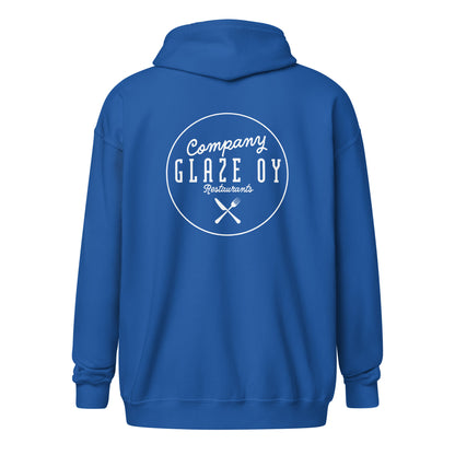 „Company Glaze“ Unisex-Hoodie mit Reißverschluss (weißes Logo)