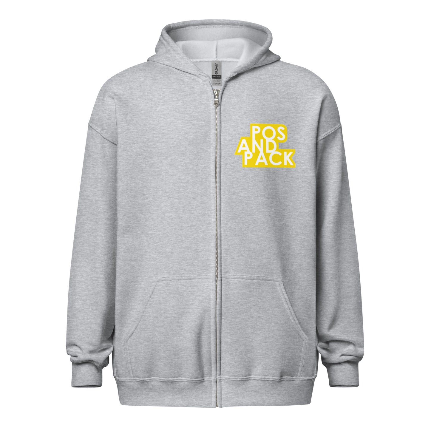 "POS AND PACK" hoodie with zipper (yellow logo)