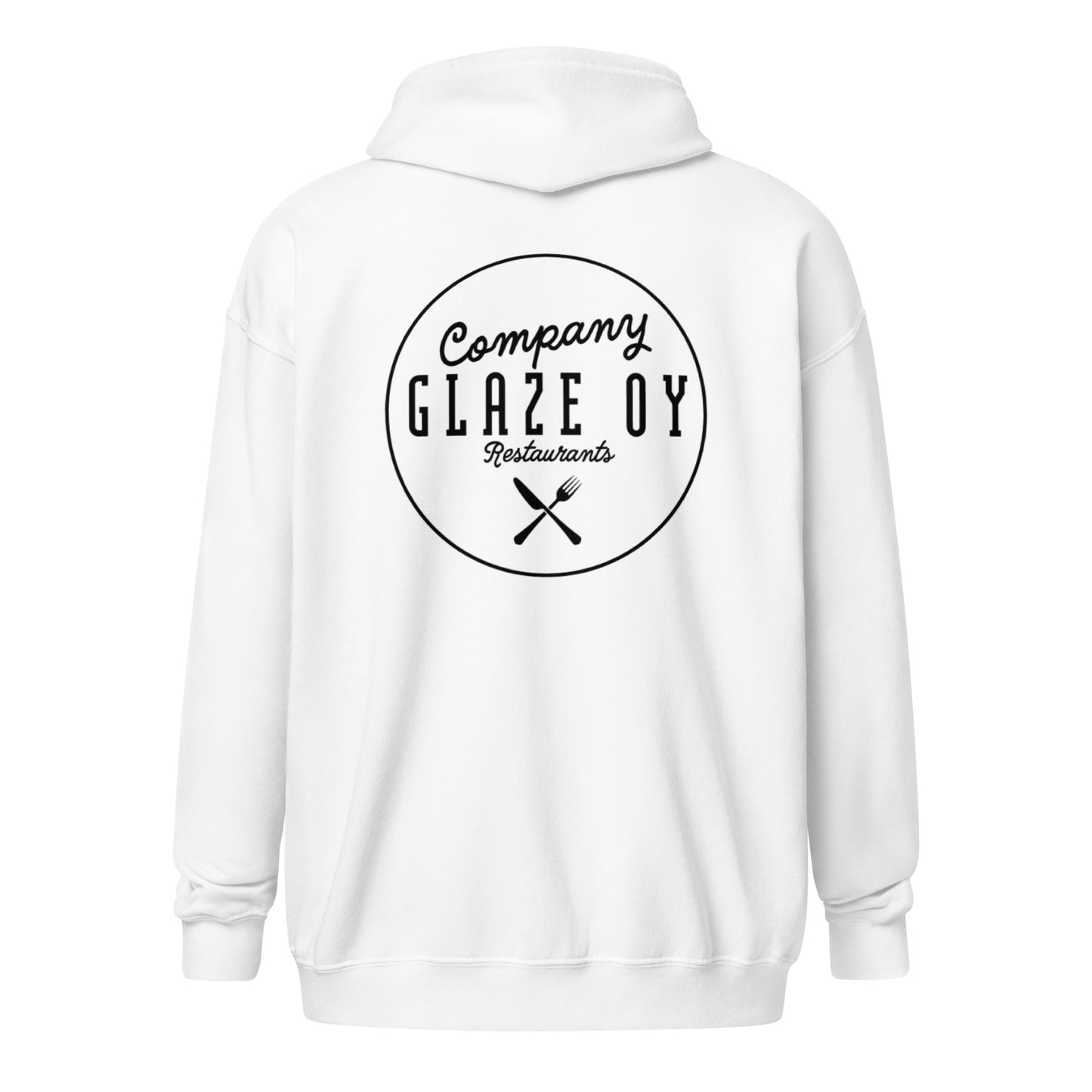 „Company Glaze“ Unisex Kapuzenpullover mit Reißverschluss (schwarzes Logo)