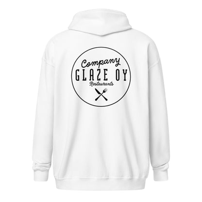 „Company Glaze“ Unisex Kapuzenpullover mit Reißverschluss (schwarzes Logo)