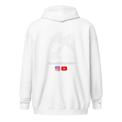 "Stonelake Hunters" Zip Up Hoodie, White Logo (Chest + Back)