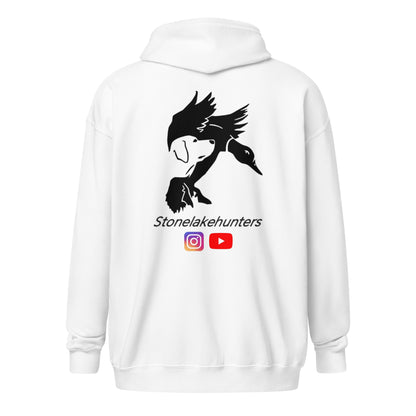 "Stonelake Hunters" Zip Up Hoodie, Black Logo (Back Print)