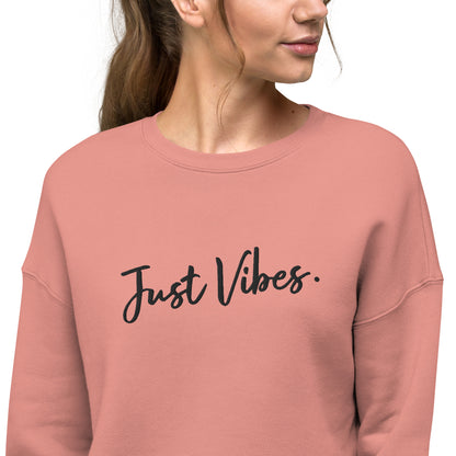 Kurz geschnittenes Damen-Sweatshirt „Just Vibes“.