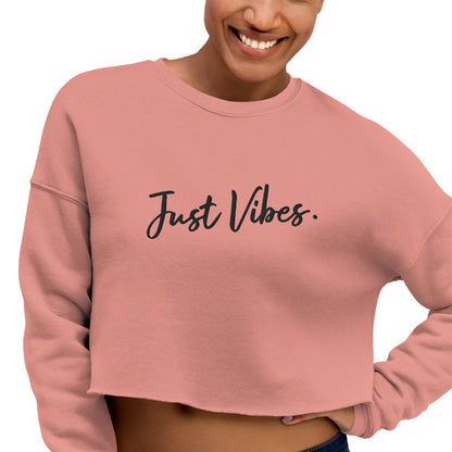 Kurz geschnittenes Damen-Sweatshirt „Just Vibes“.