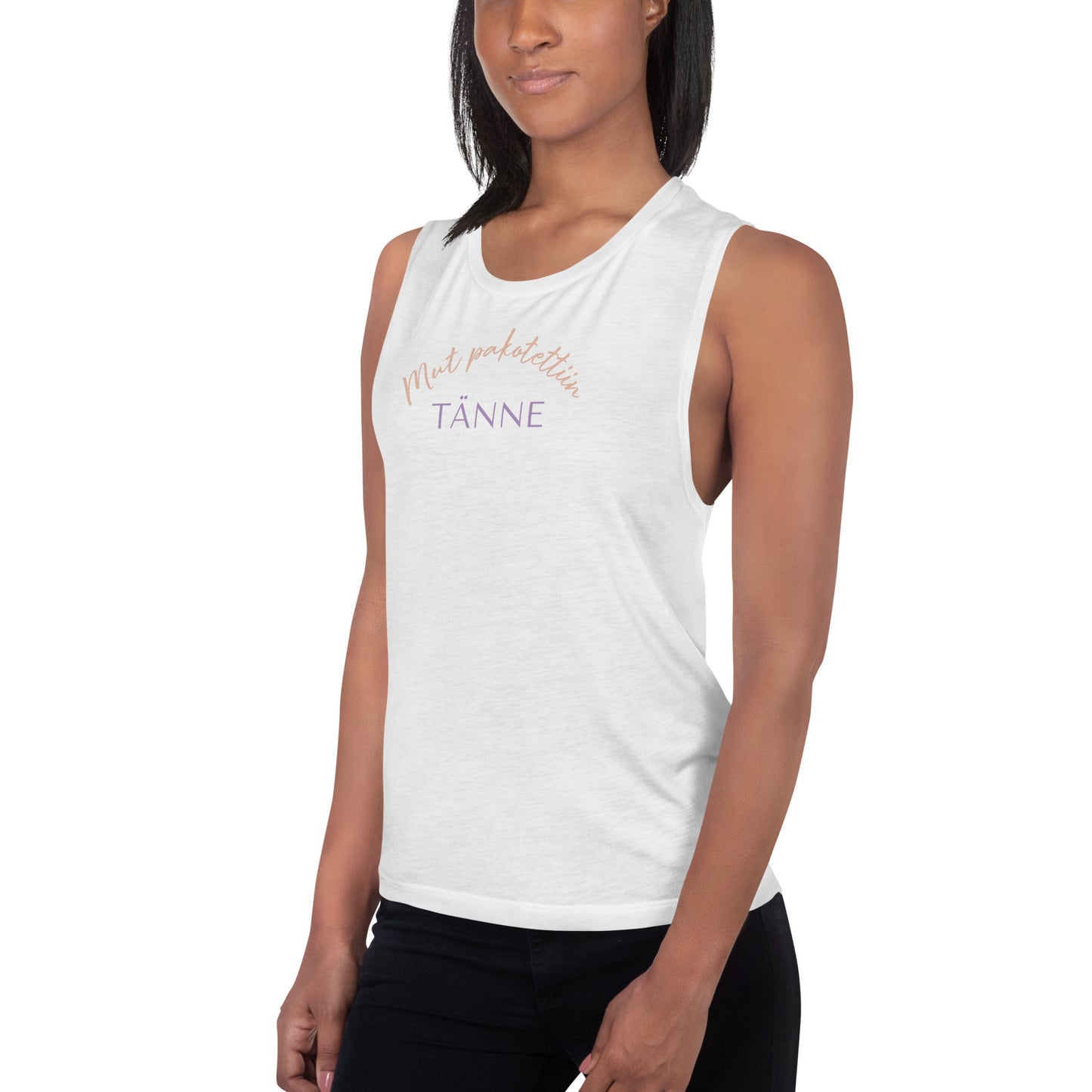 "But I was forced" women's sleeveless shirt (customer's request)